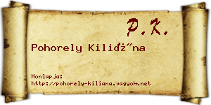 Pohorely Kiliána névjegykártya